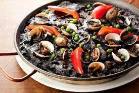 Squid ink paella for 2 people