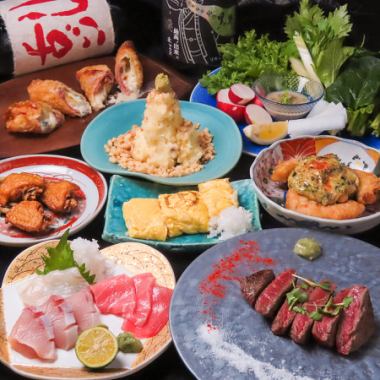 「すっぴんコース」本日の炭火焼き+昆布締めチキン含む全8品 2H飲放付5000円→4500円！