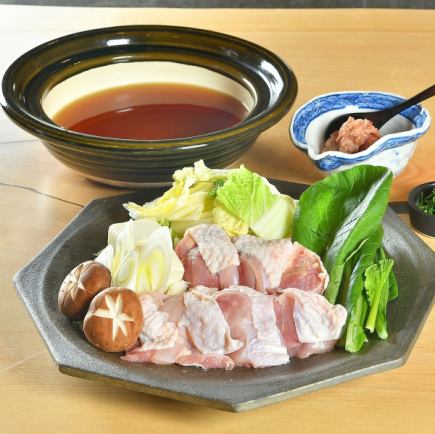 天麩羅三種、握り5種を含む全7品　京赤地鶏鍋コース