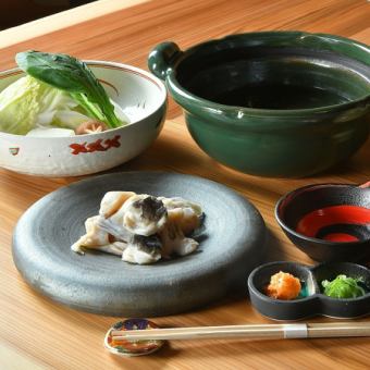 てっさや握り三種を含む全7品　とらふぐ てっちりコース