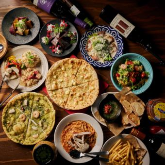 【女子会コース】150分飲み放題!前菜3種盛り合わせや季節のアヒージョ、ピザなど全11品★3500円