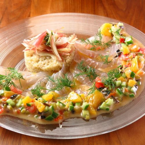 【◇昆布で締めて、柑橘ソースと◇】美味しさが詰まった鮮魚のカルパッチョ