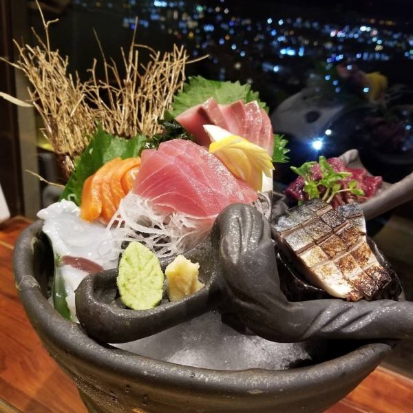 [Specialty] Yorunokaze Tsubo Sashimi Assortment 6 types 1 serving
