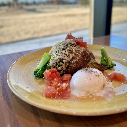 【三品シェフのスペシャリテ】ブロッコリーの粗挽き肉詰めパン粉焼き