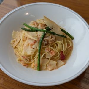 筍と帆立・桜海老んのペペロンチーノ