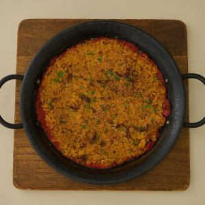 Grilled risotto with a fragrant seafood broth