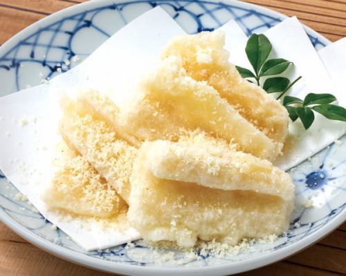 Fried lotus root with parmesan cheese