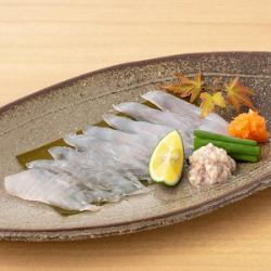 Thinly sliced filefish with liver