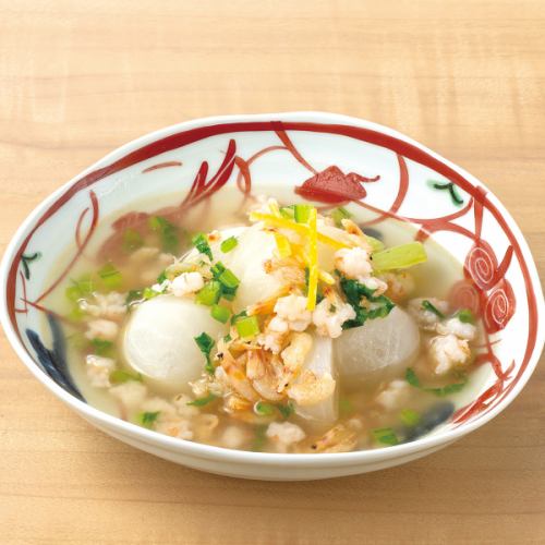 Turnip simmered in a warm shrimp broth