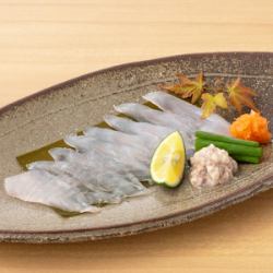 Thinly sliced filefish with liver