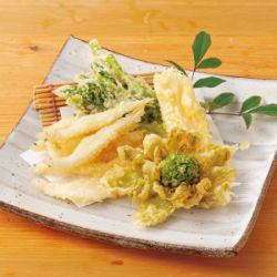 白魚と山菜の天布羅