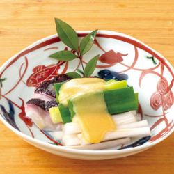 蛸と独活の辛子酢味噌