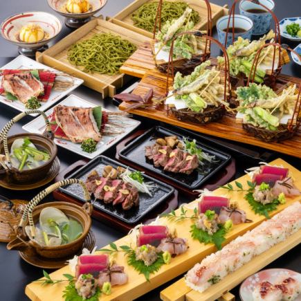 【季節の食材を愉しむコース】旬の天ぷら、茶そば等、和の粋を凝縮!〈飲み物は別注文〉