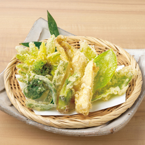 Assorted wild vegetables and tempura
