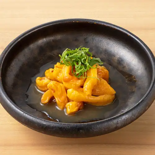 Sea squirt pickled in aged sake
