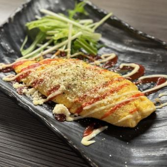 雞肉味噌和九條蔥煎蛋捲 / 融化的起司和明太子煎蛋捲
