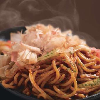 A specialty! Yakisoba with a choice of sauces