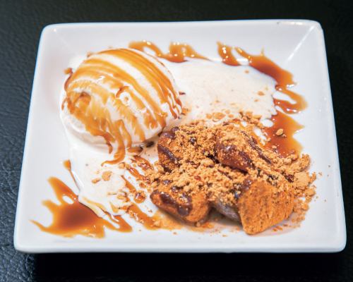 わらびもちとバニラアイス