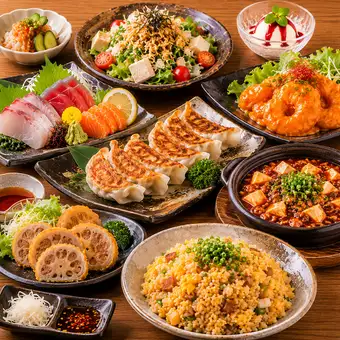 【九州黒豚◎3時間飲み放題付き】全9品『九州黒豚の本格餃子と絶品中華コース』4,000円(税込)