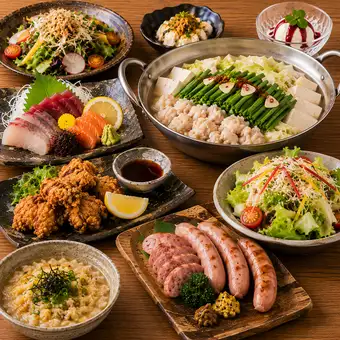 【鍋宴会に最適◎3時間飲み放題付】全8品『旬素材の彩りコース』3500円(税込)