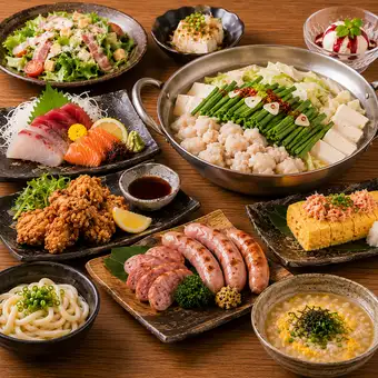 【宴会にぴったり♪ 3時間飲み放付】 全9品 『猿八 満腹コース』 4000円（税込）