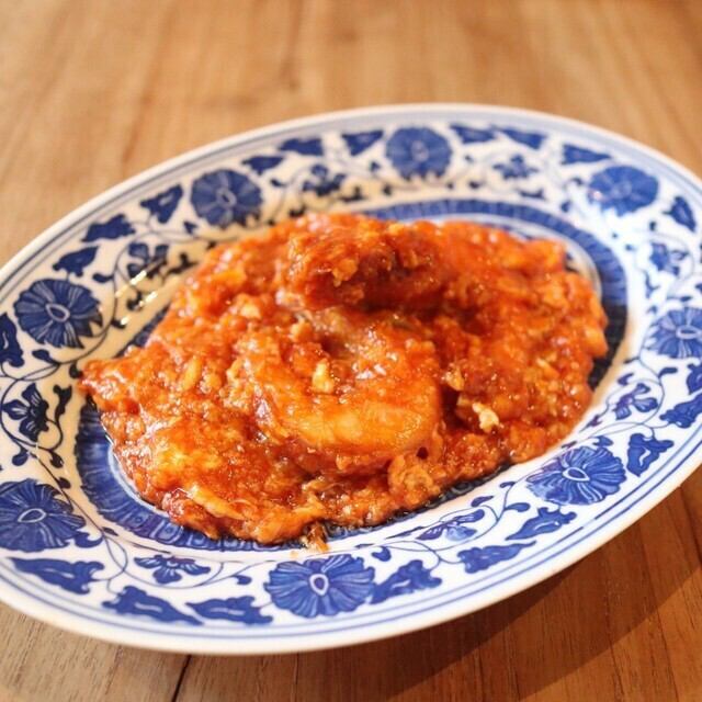 새우 칠리 소스 삶은