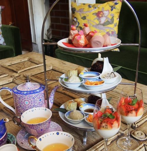 【香りを楽しむアフタヌーンティー】老舗スイーツ×中華＋限定いちごパフェ・飲み放題120分付