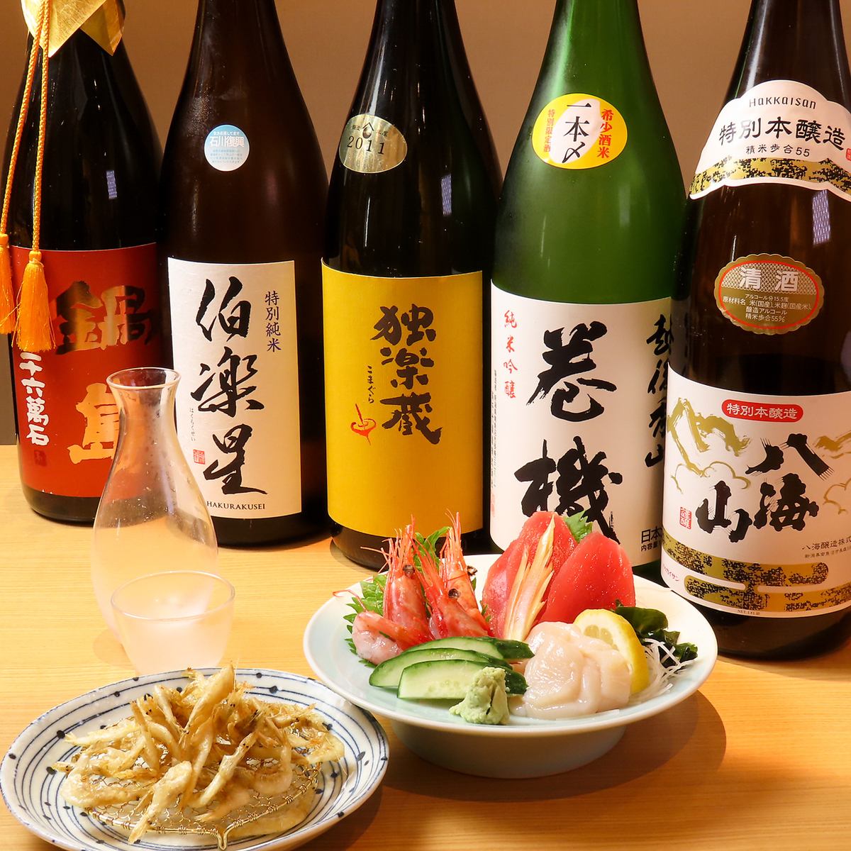 We have a selection of sake that goes well with the sashimi and tempura that we sell.