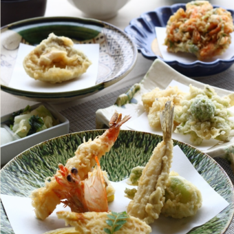 [Limited time offer] Seasonal Tempura Course Enjoy seasonal ingredients with 6 tempura dishes + rice 4,400 yen