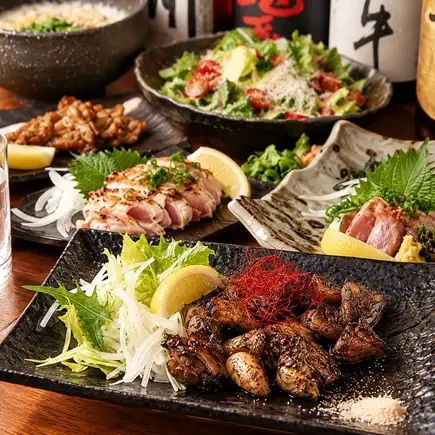 土日限定!【とりあえず】 鶏もも炭火焼含む2時間飲み放題付き!全7品《恵比寿コース》