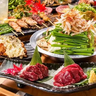[Perfect for entertaining clients!] Includes your choice of hot pot & charcoal-grilled dishes! 3-hour all-you-can-drink! 9-course Bishamonten Course