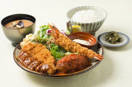 煮込みハンバーグ＆有頭海老・デミソースロースのセット