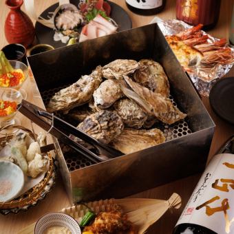 ▼竹コース【2,5時間飲み放題付】鮮魚3種盛・生牡蠣＆焼き牡蠣・焼鳥3種『全8品』5000円→4000円