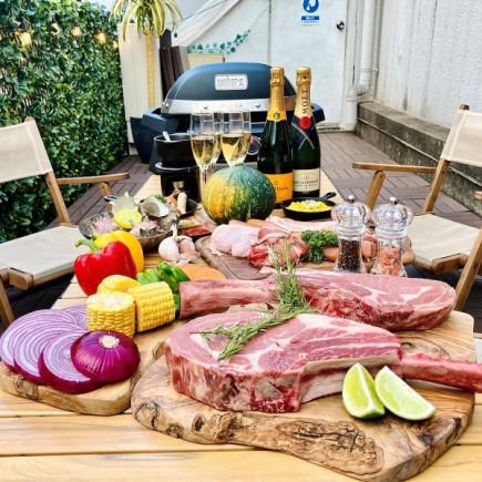 [Luxurious BBQ course x cheese fondue] Includes 2.5 hours of all-you-can-drink on weekdays ◎ → 6,500 yen