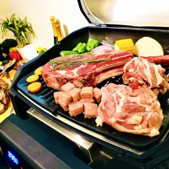 [Easy-to-go BBQ all-you-can-eat course x tacos] + 2.5 hours weekdays (2 hours weekends) all-you-can-drink included! → 5,680 yen