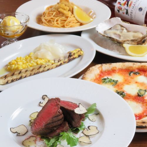 Exquisite course including the best Biei Wagyu beef and freshly made mozzarella pizza from Shiranuka Town [6 dishes in total]