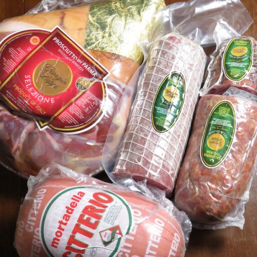 Produced raw ham and ham directly from Italy!