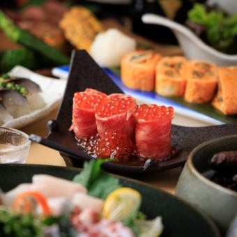 【大人のための贅沢】炙り知多牛いくらこぼれ込み「堪能コース」全11品飲み放題付き7000円コース