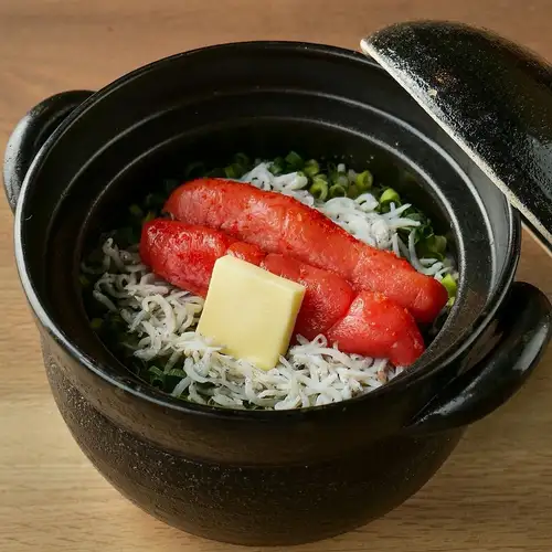 丸ごと明太子としらすの土鍋ご飯