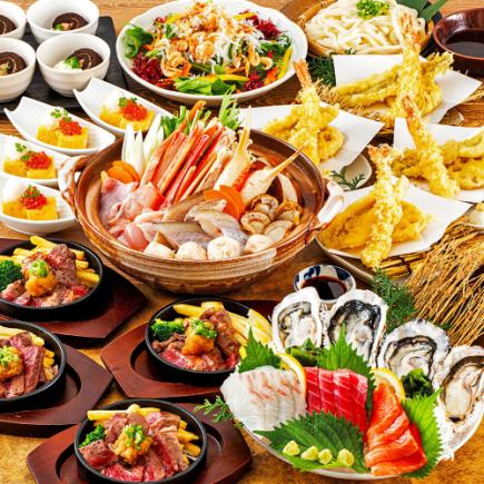 [Hana Nabe] 5 kinds of live-caught oyster sashimi + real snow crab seafood hotpot (9 dishes in total) with 2.5 hours all-you-can-drink 7000 yen → 6000 yen