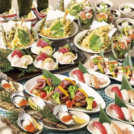【秋プレミアム】兵庫県産牡蠣+本マグロ入刺身盛+会津産馬刺全9品2.5h飲み放題7000円→6000円