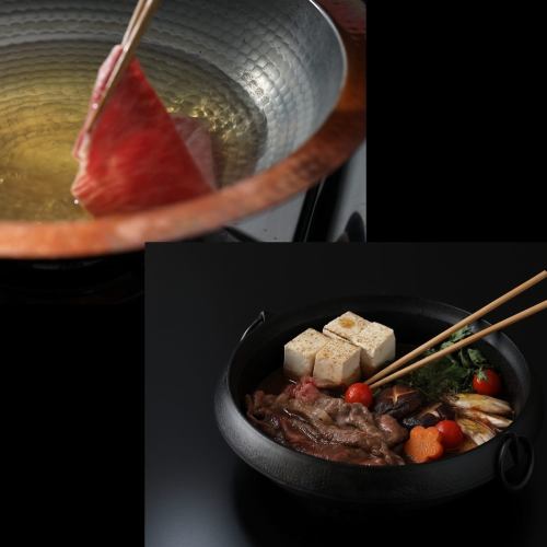 Shabu-suki course featuring the finest Japanese black beef (Hayama beef)