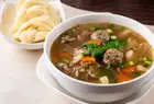 <Mongolian-style soup and other dishes> Meatball soup