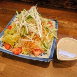 蒸し鶏とパリパリめんのサラダ