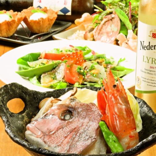 盡情享受鯛魚♪ 【休閒宴會套餐】含90分鐘無限暢飲 3,980日圓（含稅） ◆7道菜品