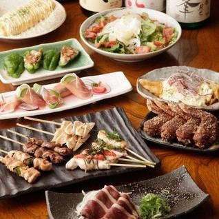 【含90分鐘無限暢飲】大和肉和雞肉套餐 9道菜共4,500日圓（含稅）