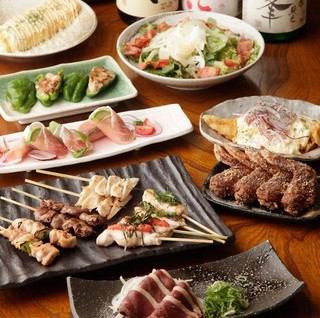 【含90分鐘無限暢飲】大和肉和雞肉套餐 9道菜共4,500日圓（含稅）