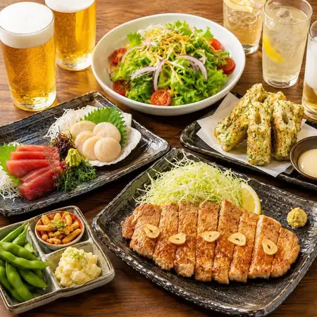 【満喫コース】コスパ最強◎鮮魚2種盛りに選べるメイン♪ 2時間飲み放題 8品 3,500円