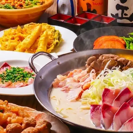 冬コース!鰤の豆乳鍋コース!名物ごまぶりに天麩羅盛り合わせも♪120分飲み放題付9品5,000円