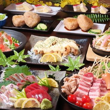 刺身盛・チキン南蛮・串盛付き120分飲放付豪華コースは5000円！